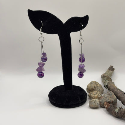 AMETHYST Earrings - Amethyst 7cm