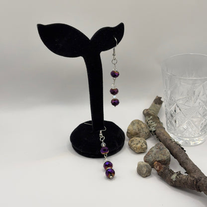 FASETTI Örhängen - Lila Fasetterat Glas 6cm