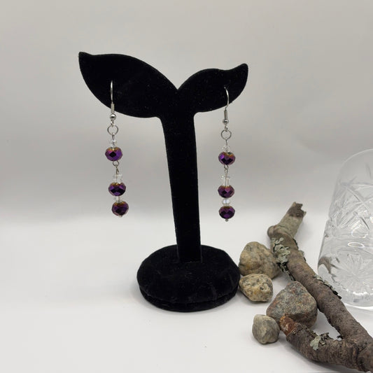 FASETTI Earrings - Purple Faceted Glass 6cm
