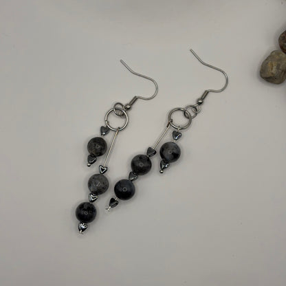 LABRADORIITTI Korvakorut - Labradoriitti & Hematiitti 8cm