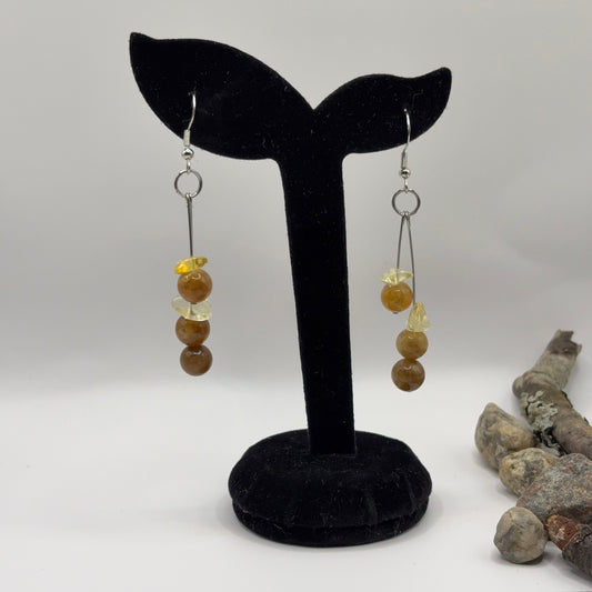 JADE &amp; RHINESTONES Earrings 7cm - Harmony in Sterling Silver