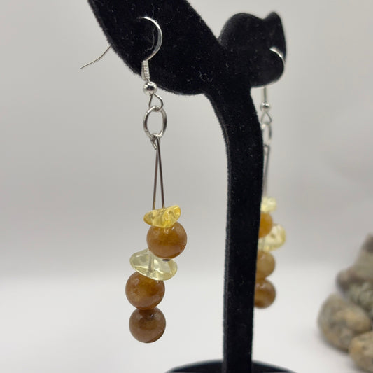JADE &amp; RHINESTONES Earrings 7cm - Harmony in Sterling Silver