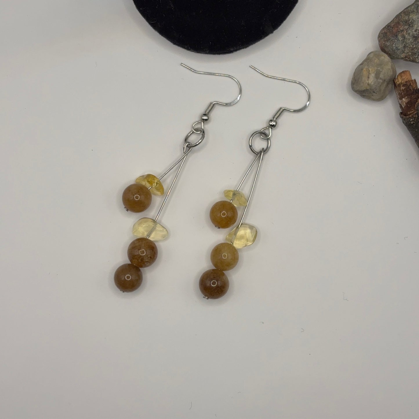 JADE &amp; RHINESTONES Earrings 7cm - Harmony in Sterling Silver