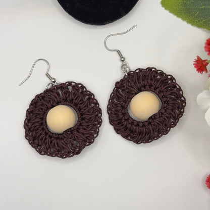 BROWN - crocheted earrings made of nylon thread