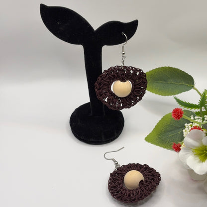 BROWN - crocheted earrings made of nylon thread