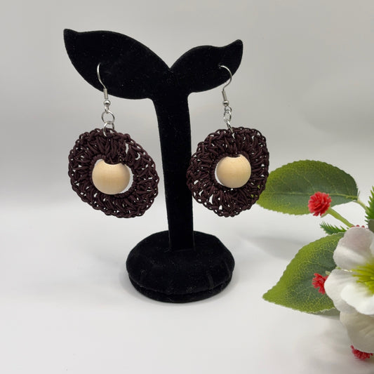 BROWN - crocheted earrings made of nylon thread
