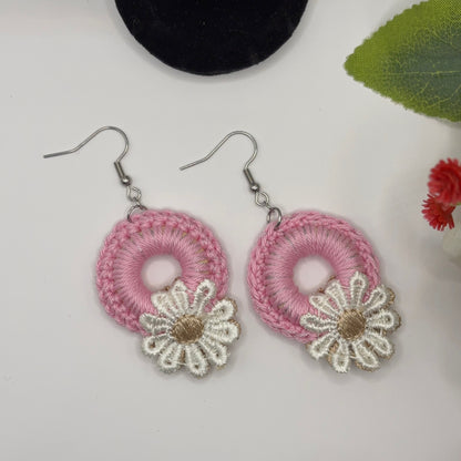 FLOWER - crocheted earrings made of cotton yarn