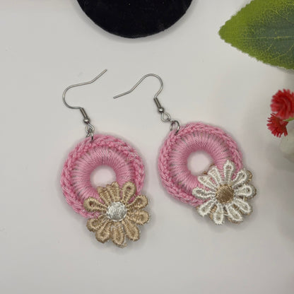 FLOWER - crocheted earrings made of cotton yarn