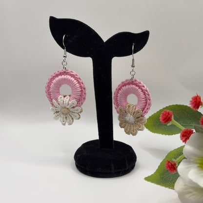 FLOWER - crocheted earrings made of cotton yarn