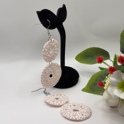 DOUBLE - Crochet Earrings Made of Cotton Yarn