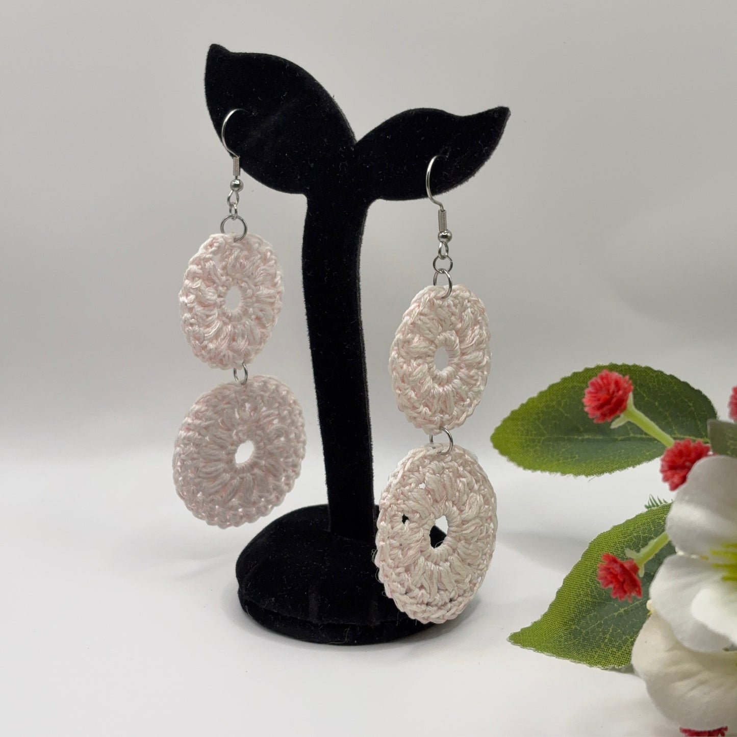 DOUBLE - Crochet Earrings Made of Cotton Yarn