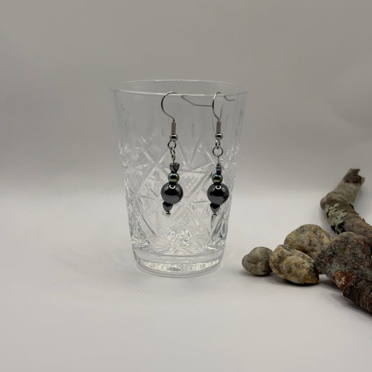 HEMATITE Stone Earrings 5cm - Grounding Power Stone for Courage