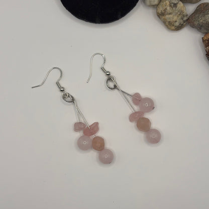 RUUSUKVARTSI Korvakorut - Ruusukvartsi 8cm