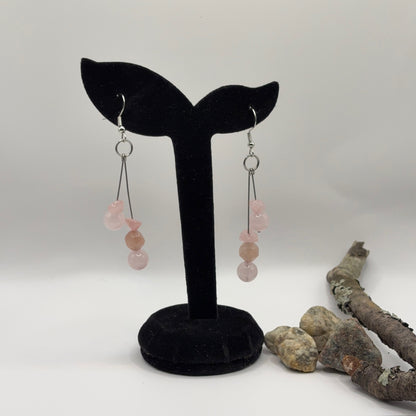 RUUSUKVARTSI Korvakorut - Ruusukvartsi 8cm