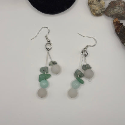 AVENTURIINI GREEN Korvakorut - Vihreä Luonnonkivi 7cm