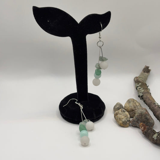 AVENTURINE GREEN Earrings - Green Natural Stone 7cm