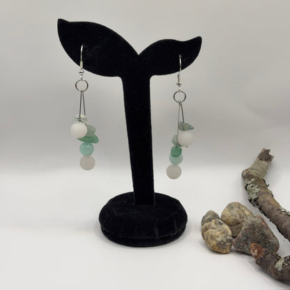 AVENTURIINI GREEN Korvakorut - Vihreä Luonnonkivi 7cm