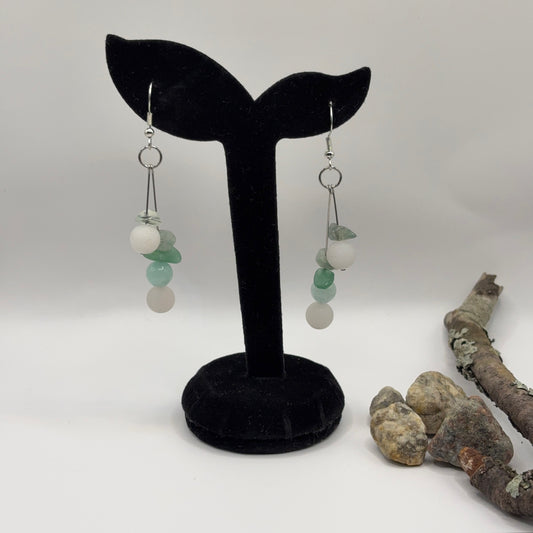 AVENTURINE GREEN Earrings - Green Natural Stone 7cm