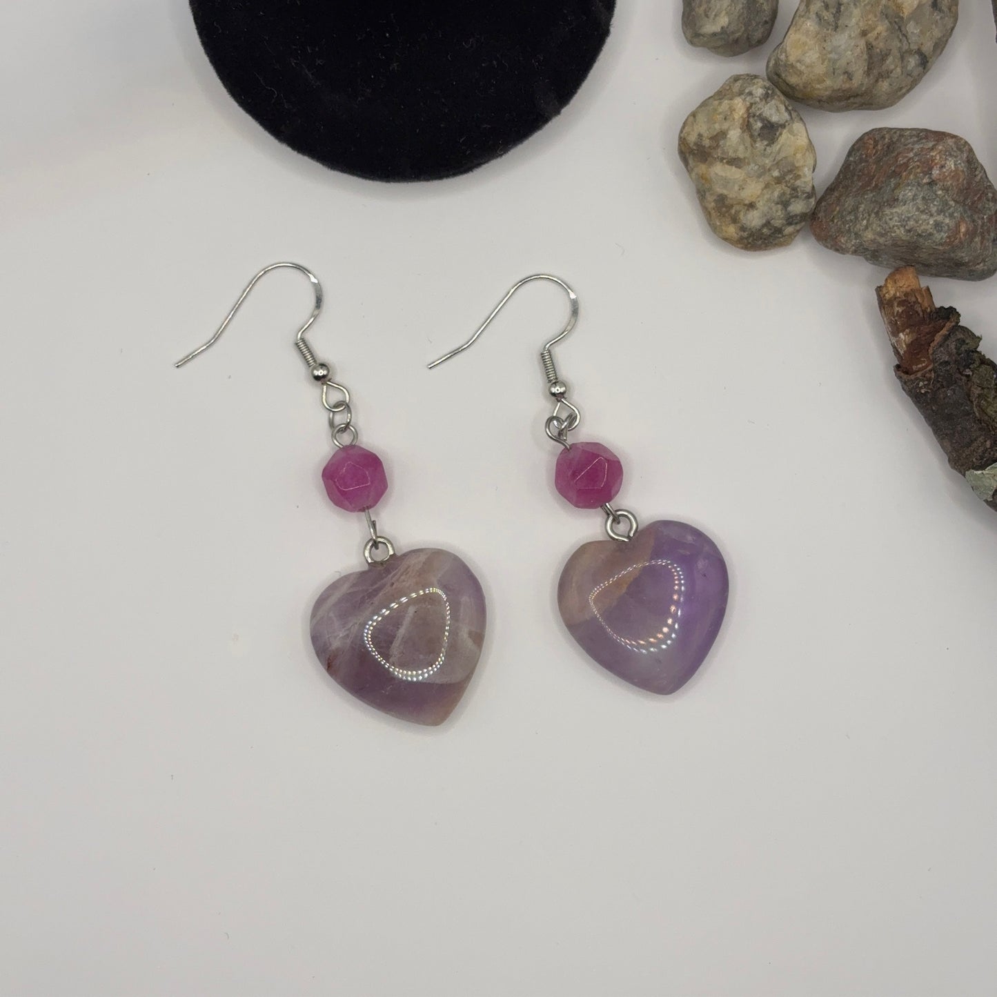 HEART Earrings - Amethyst 6cm