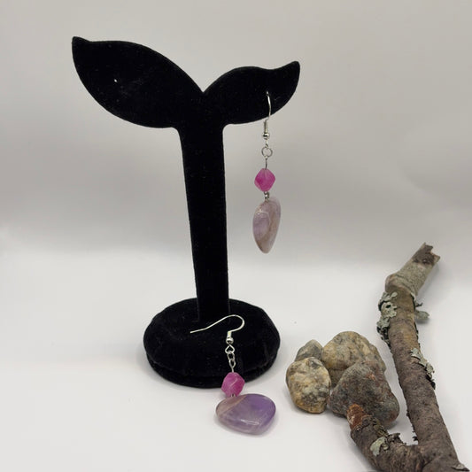 HEART Earrings - Amethyst 6cm