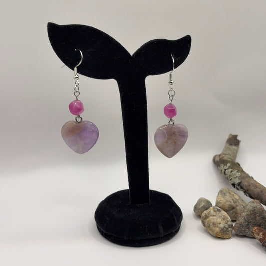 HEART Earrings - Amethyst 6cm