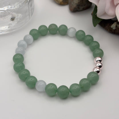 AVENTURIINI GREEN - Vihreä Onnen Rannekoru 17-18cm Kissansilmä & Hematiitti