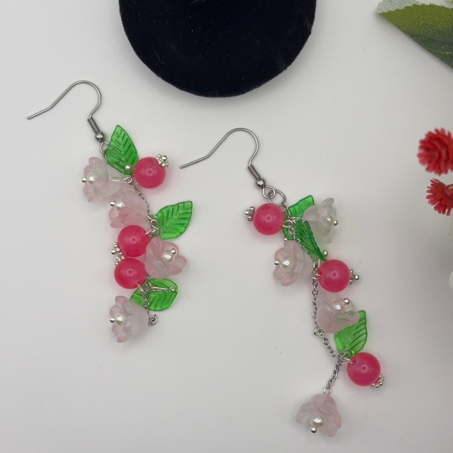 CURRANT FLOWER Earrings - Glass 9.5cm
