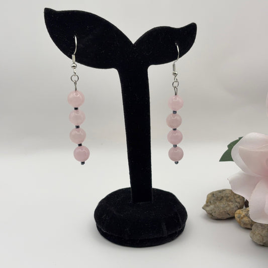 ROSE QUARTZ &amp; HEMATITE Earrings