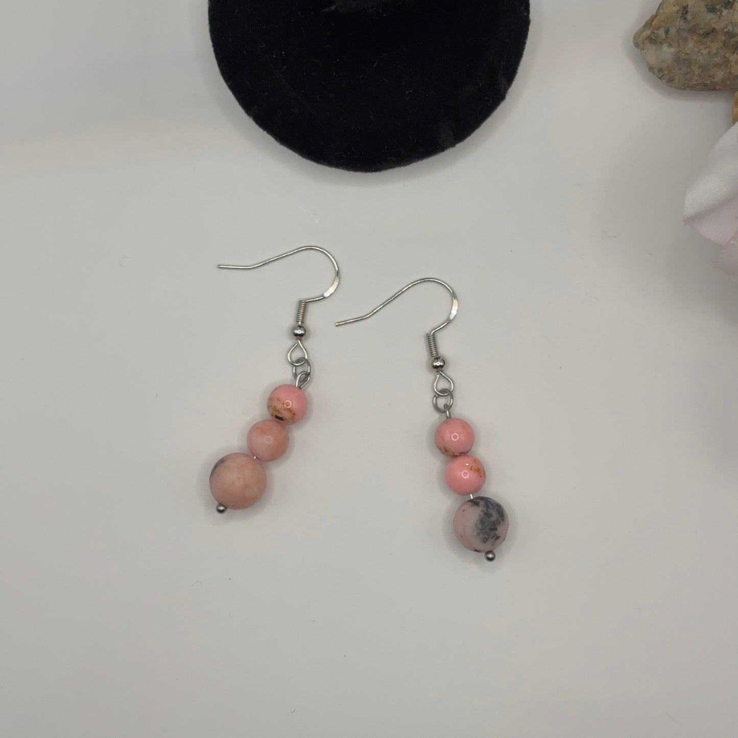 PINK ZEBRA JASPER Earrings - Pink Jasper 5cm
