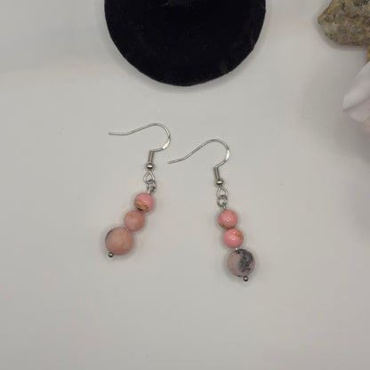 PINK ZEBRA JASPER Korvakorut - Vaaleanpunainen Jasper 5cm