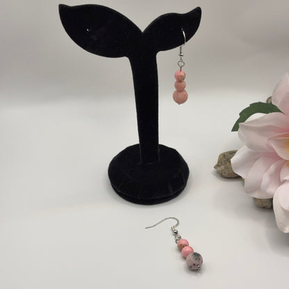 PINK ZEBRA JASPER Korvakorut - Vaaleanpunainen Jasper 5cm