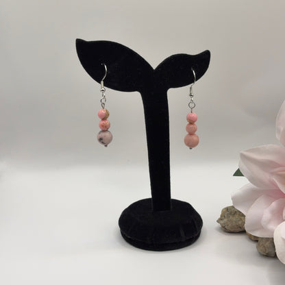 PINK ZEBRA JASPER Korvakorut - Vaaleanpunainen Jasper 5cm