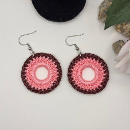 PINK - Crochet Earrings Made of Nylon Thread