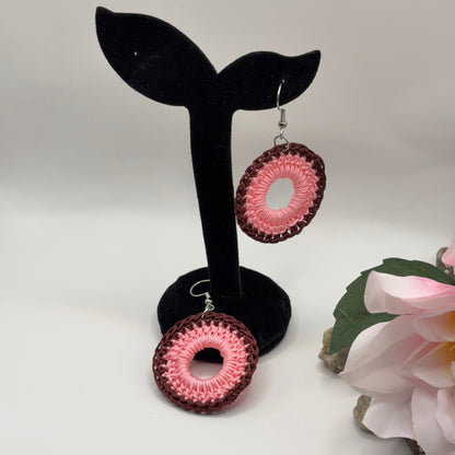 PINK - Crochet Earrings Made of Nylon Thread