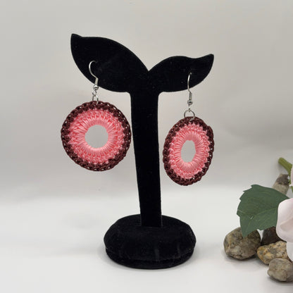 PINK - Crochet Earrings Made of Nylon Thread