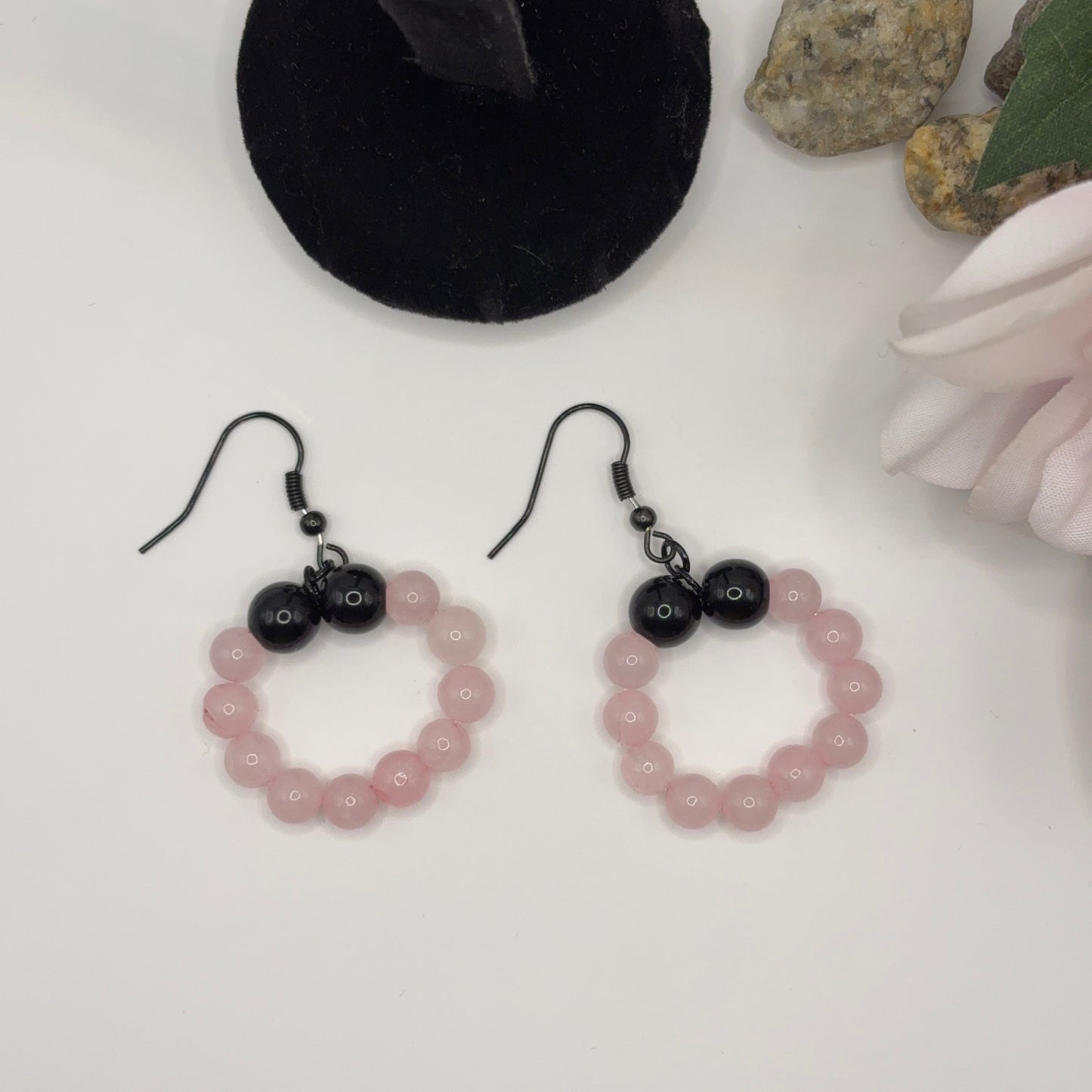 PINK Earrings - Rose Quartz &amp; Amethyst 5cm