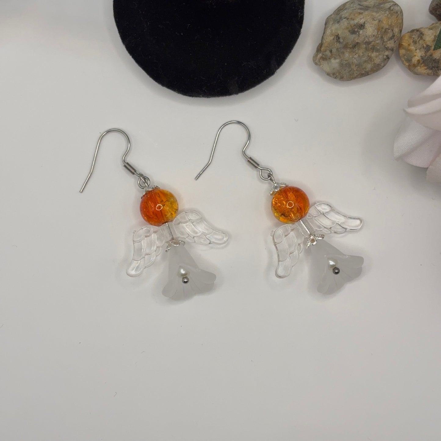 ANGEL Earrings - Glass &amp; Acrylic 5cm