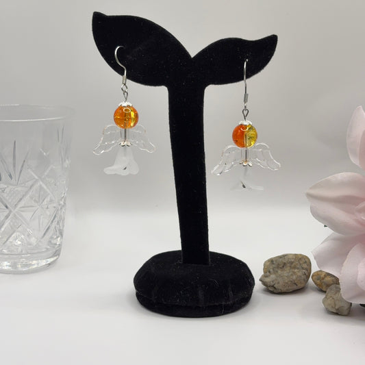 ANGEL Earrings - Glass &amp; Acrylic 5cm