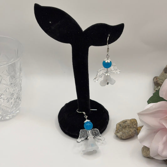 ANGEL Earrings - Agate &amp; Glass 5cm