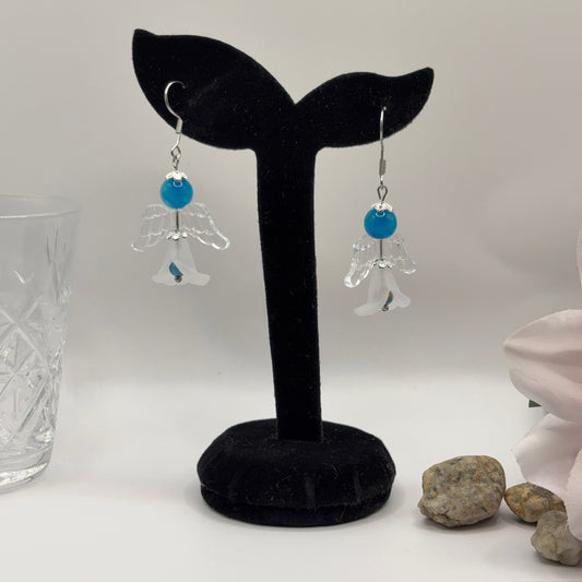 ANGEL Earrings - Agate &amp; Glass 5cm