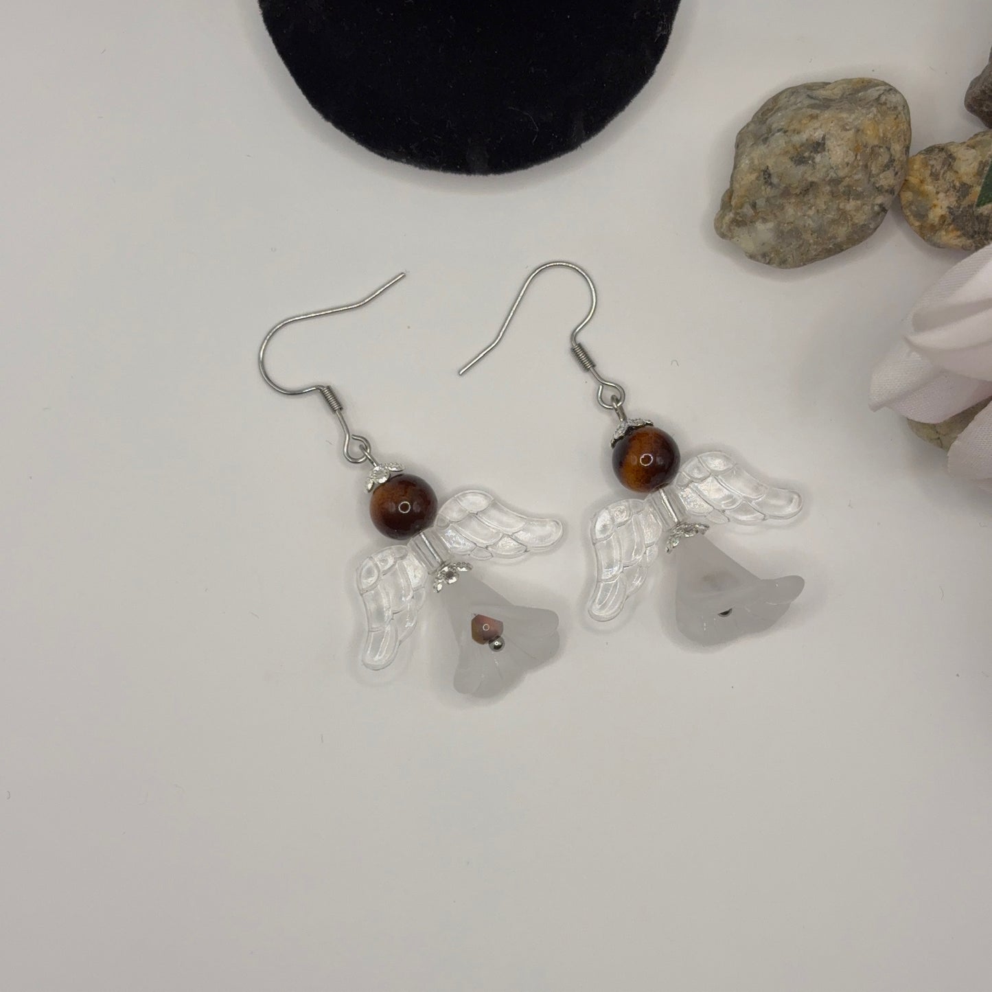 ÄNGELÖrhängen - Tigeröga &amp; Glas 5cm