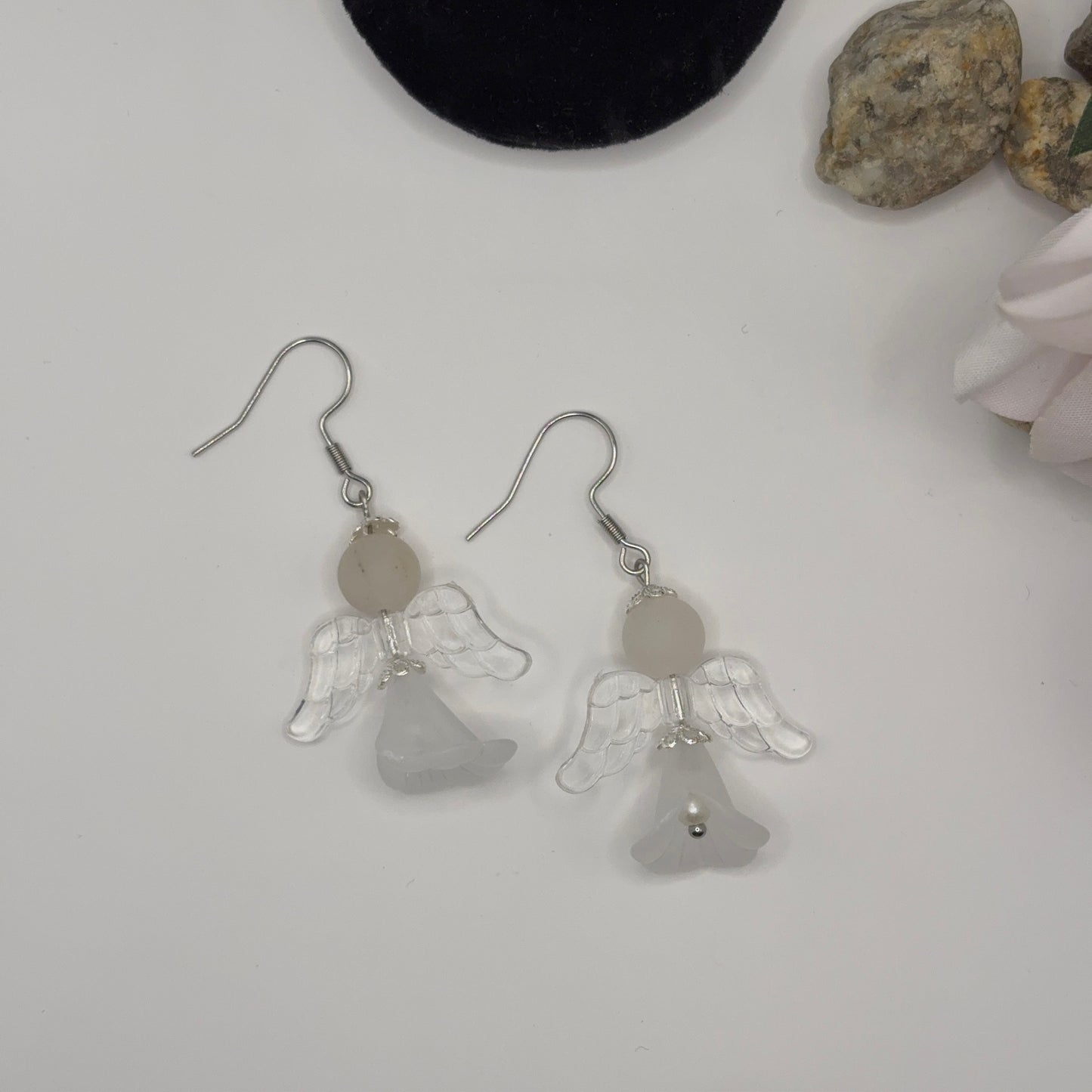 ANGEL Earrings - Aventurine &amp; Acrylic 5cm
