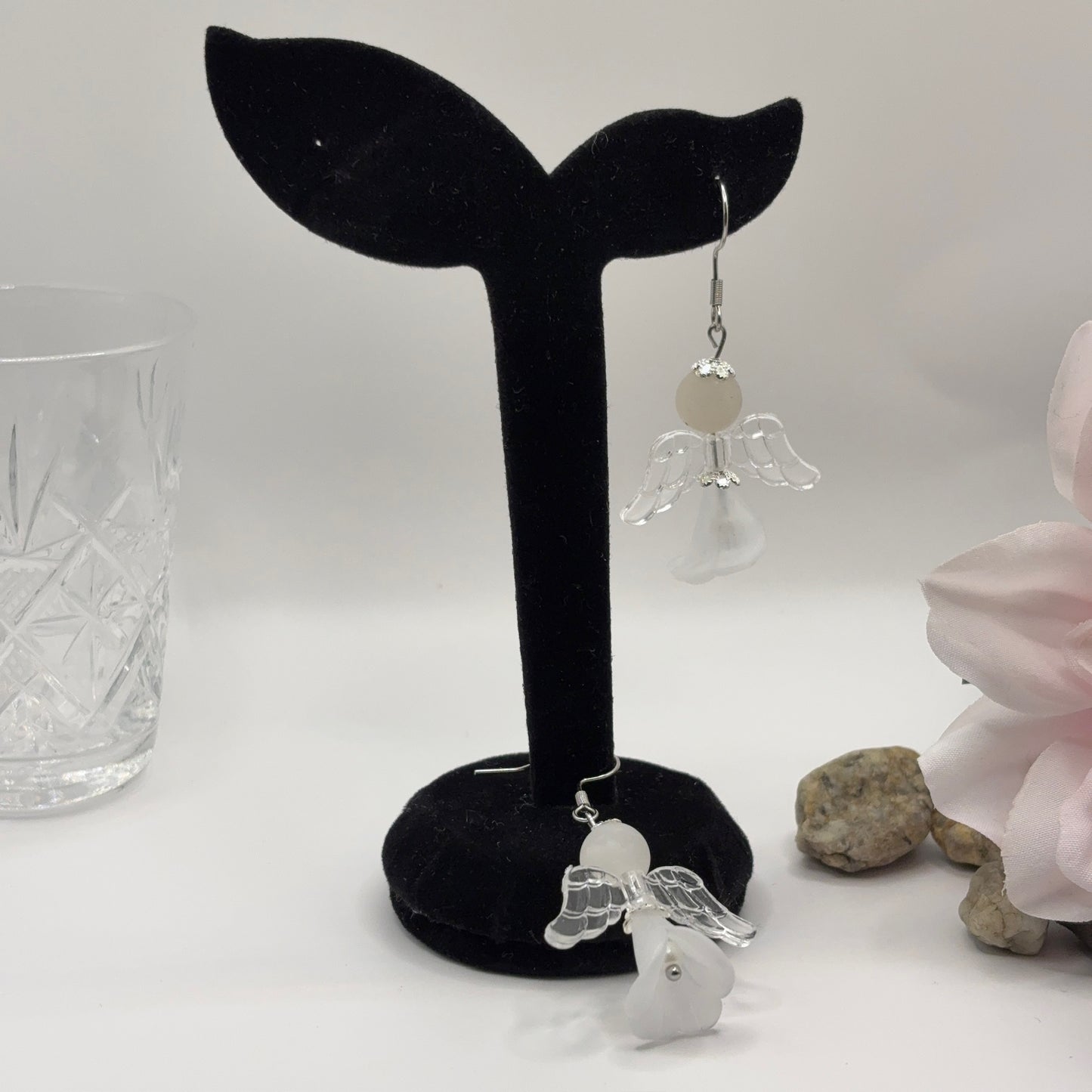 ANGEL Earrings - Aventurine &amp; Acrylic 5cm