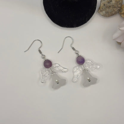 ANGEL Korvakorut - Lila Ametisti & Lasi 5cm