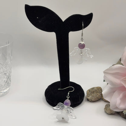 ANGEL Korvakorut - Lila Ametisti & Lasi 5cm