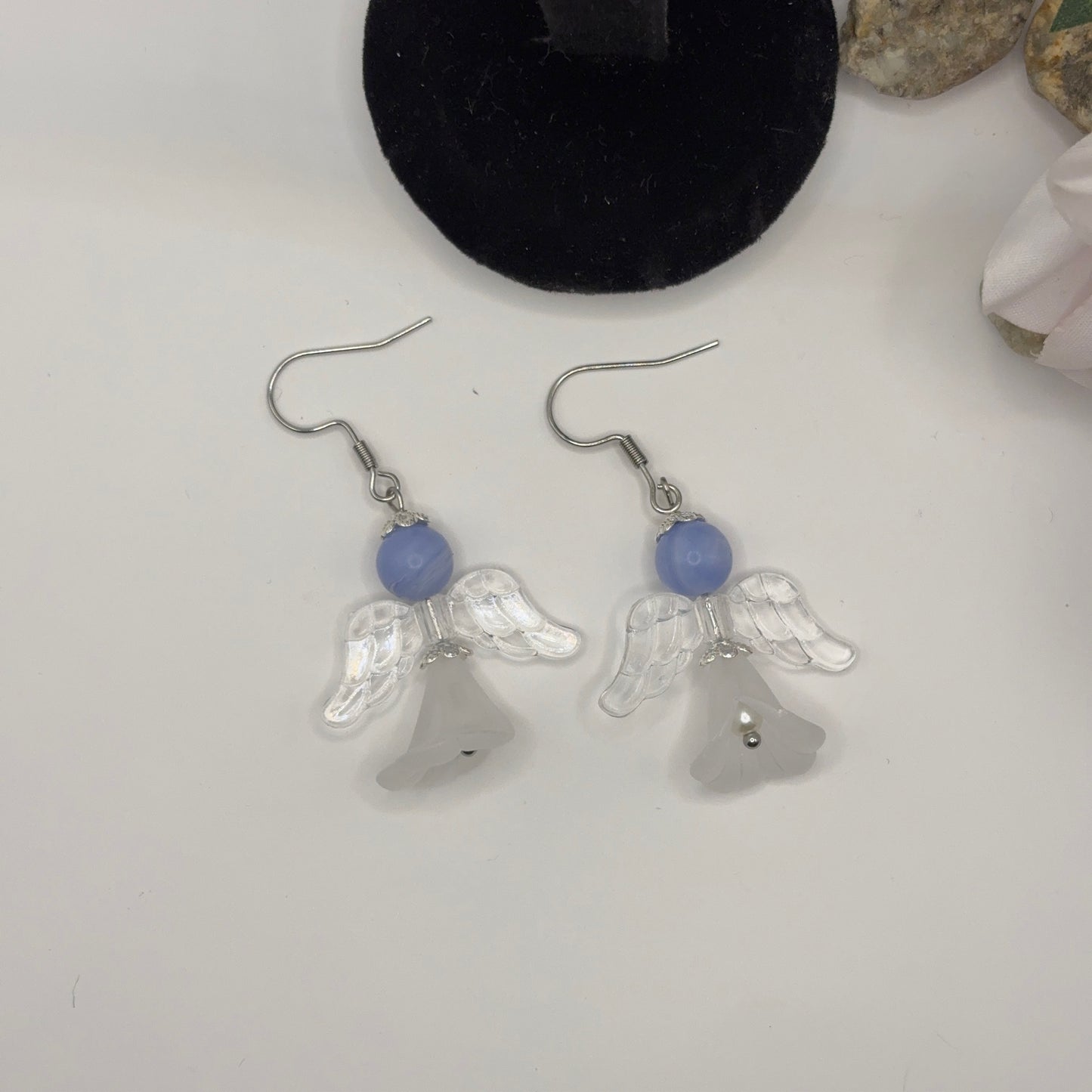 ANGEL Earrings - Agate &amp; Glass 5cm