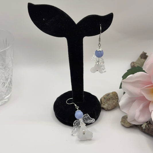 ANGEL Earrings - Agate &amp; Glass 5cm