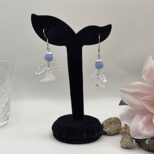 ANGEL Earrings - Agate &amp; Glass 5cm