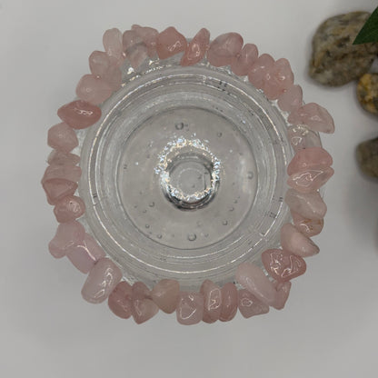 PINKKI - rannekoru ruusukvartsi sirukivistä 2