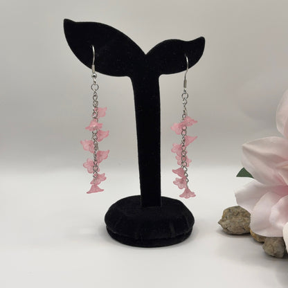 PINK FLOWERS Korvakorut - Akryyli 8cm